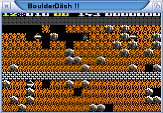 BoulderDsh Spielszene mit klassischem C64 Grafiksatz